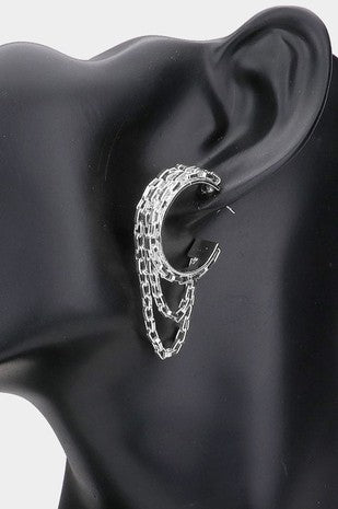 Cascade Chain Hoop Earrings