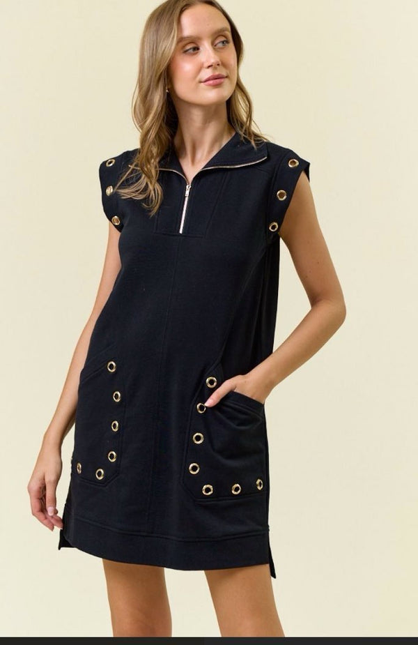 Grommet Sweatshirt Dress