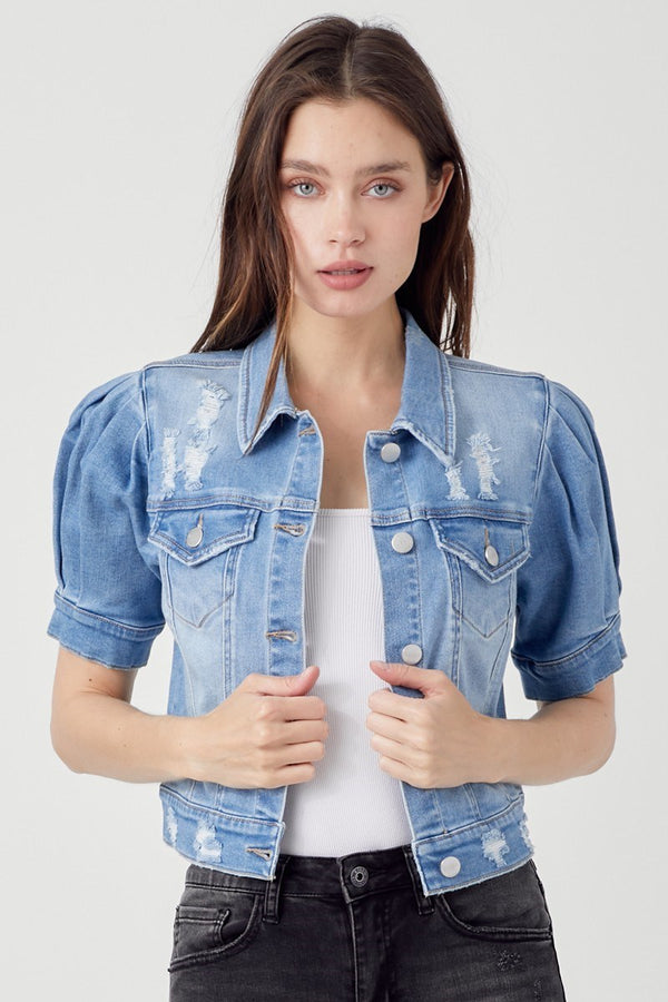 Puff Sleeve Jean Jacket