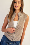 Full Zip Sleeveless Sweater