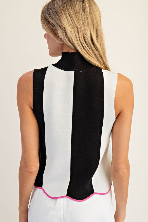 Stripe Sleeveless Sweater