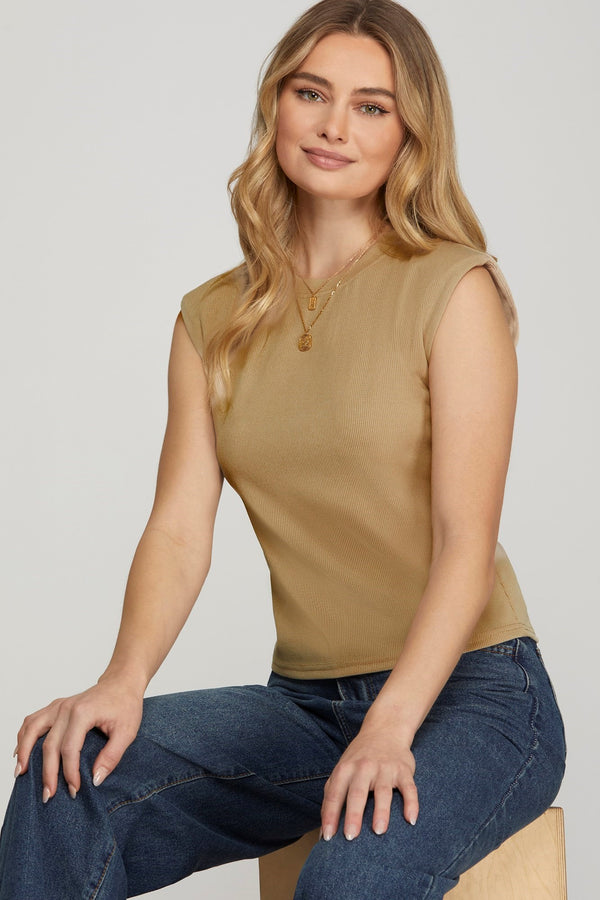 Sleeveless Shoulder Pad Top