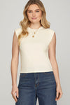 Sleeveless Shoulder Pad Top