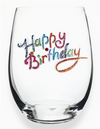 Happy Birthday Jeweled Stemless Wine Glass