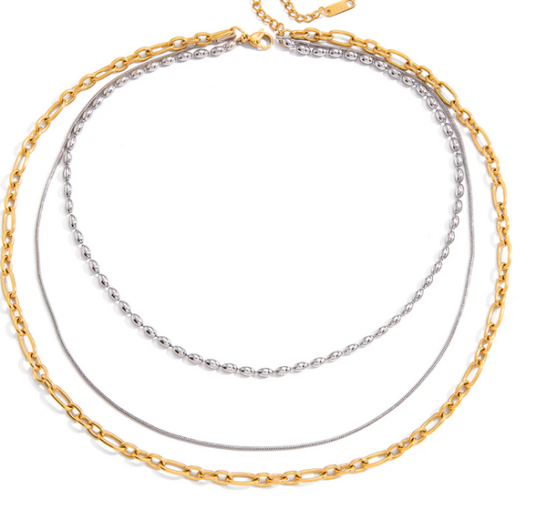 Two Tone Layered Stack Necklace