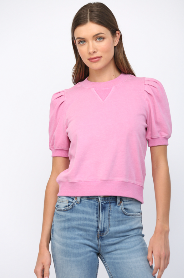 Bubble Sleeve Crew Top