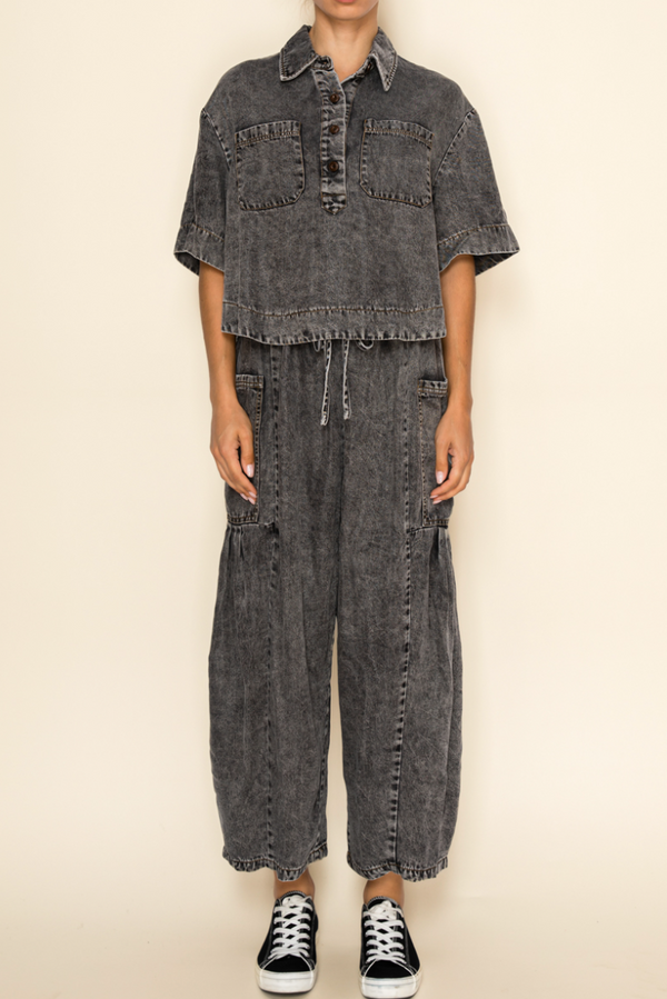 Washed Wide Leg Pants
