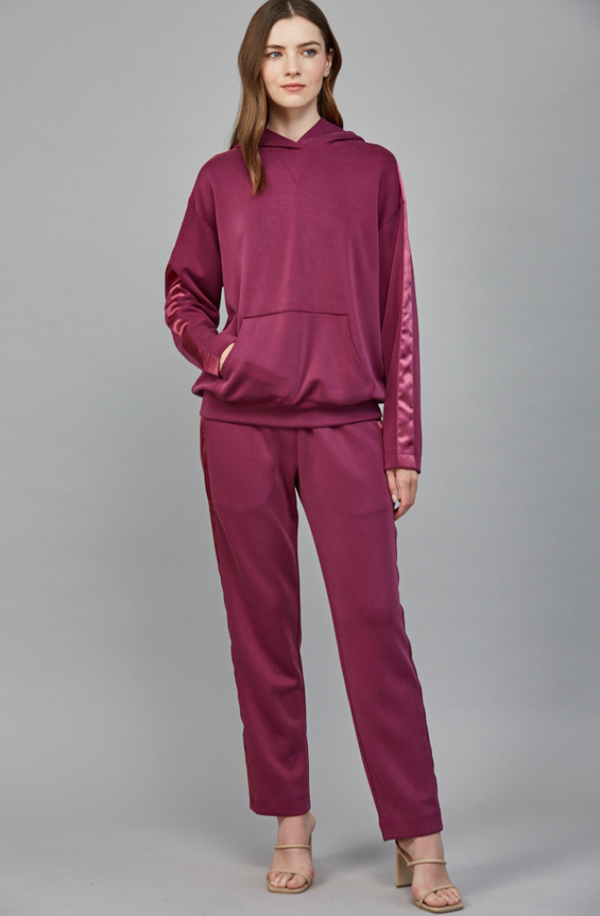 Satin Trim Hoodie