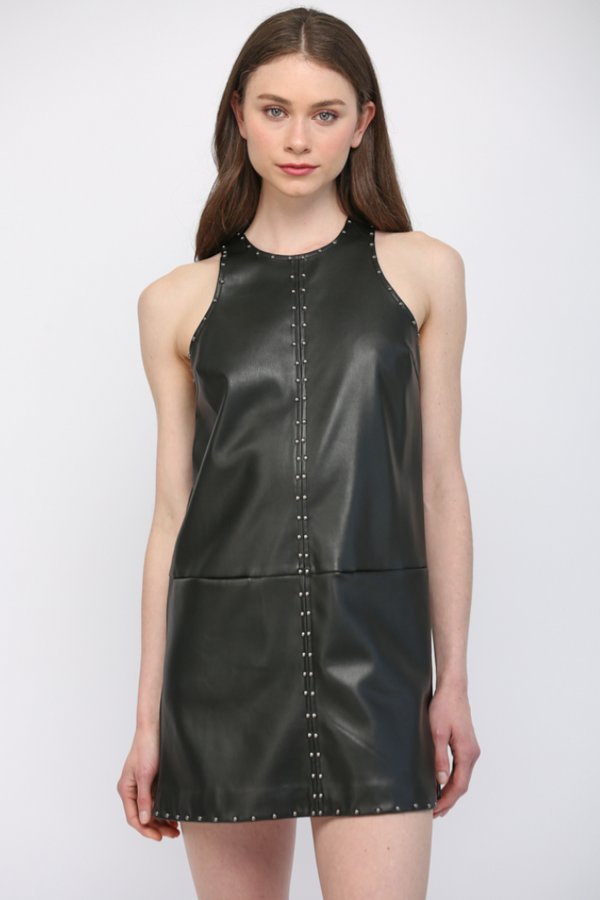 Studded Faux Leather Dress