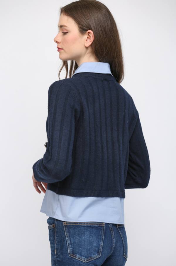 Denim Pocket Twofer Vest
