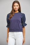 Denim Puff Sweatshirt