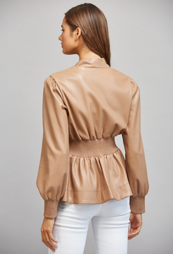 Faux Leather Peplum Top