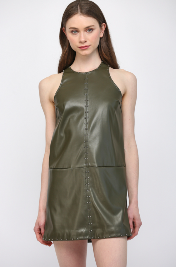 Studded Faux Leather Dress