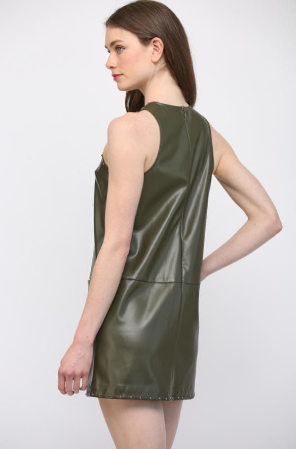 Studded Faux Leather Dress