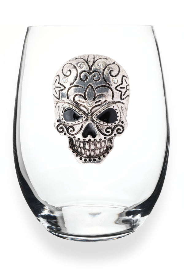 Skull Jeweled Stemless Wine Glass