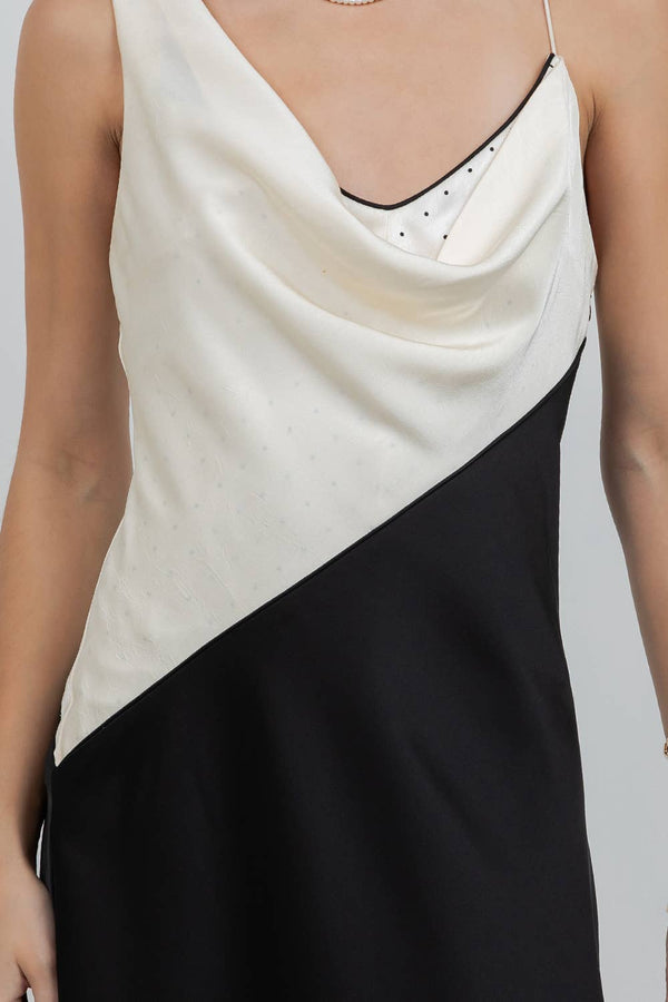 Satin Cowl Neck Dress