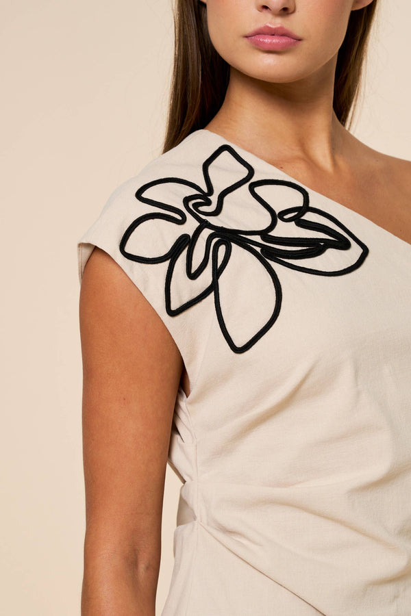 Flower Shoulder Midi Dress