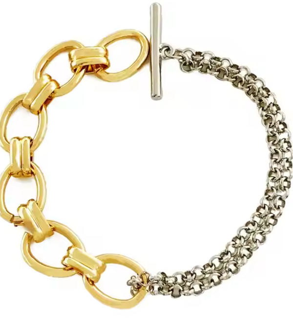 Two Tone Link and Lock Bracelet