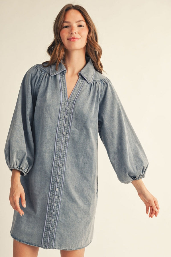 Button Front Denim Dress