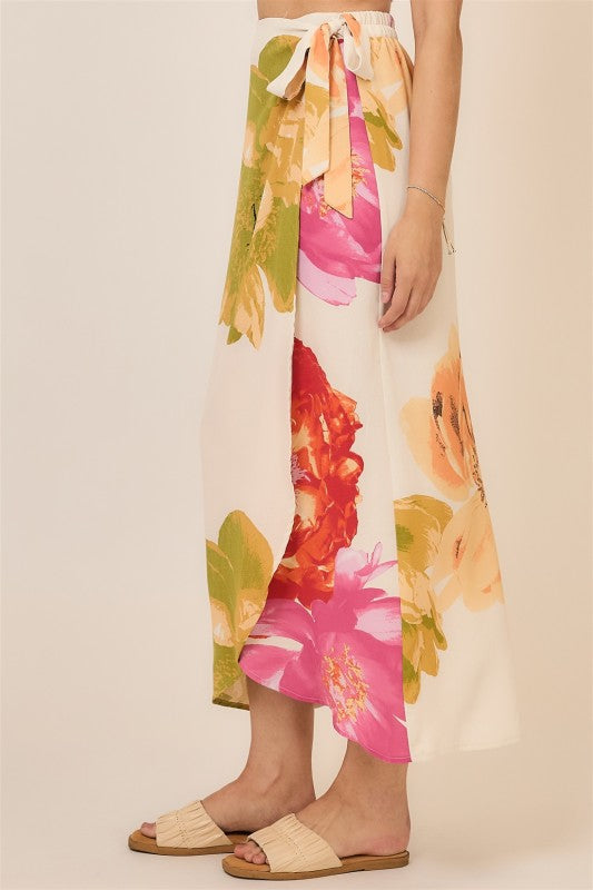 Floral Wrap Maxi Skirt