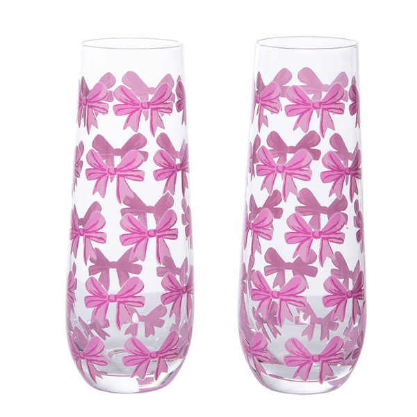 Pink Glass Bow Glasses
