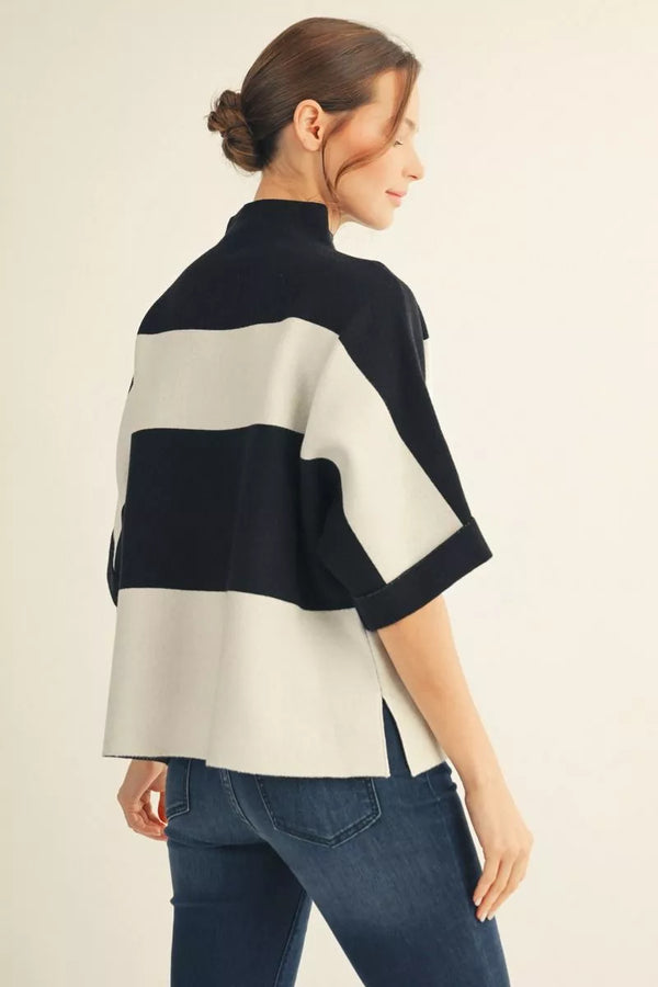 Striped Mock Neck