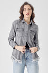 Frayed Hem Denim Shirt