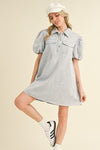 Washed Denim Puff Sleeve Dress