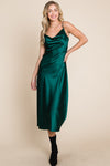 Cowl Neck Satin Dress