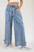 Drawstring Patch Pocket Jeans