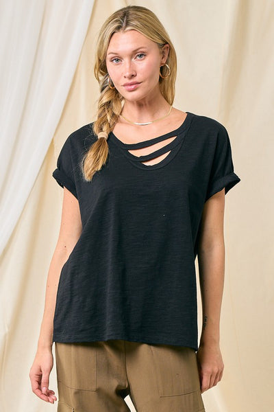 Top with Cut Out Neck Detail