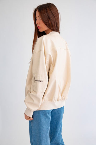 Faux Leather Bomber