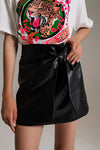 Faux Leather Bow Skirt