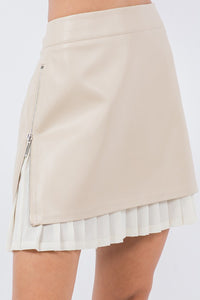 Faux Leather Skirt With Pleats