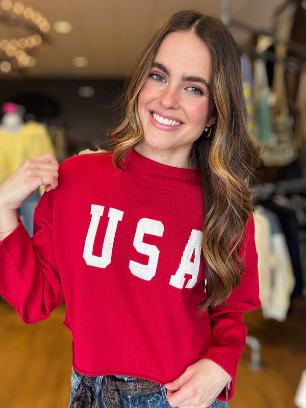 USA Crop Sweater