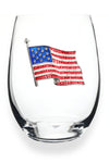 American Flag Jeweled Stemless Wine Glass
