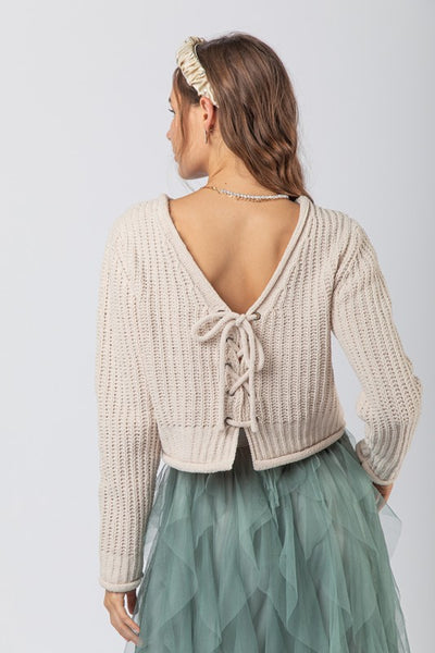 Back Lace Up Sweater