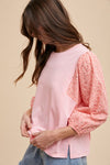 3/4 Eyelet Sleeve Top