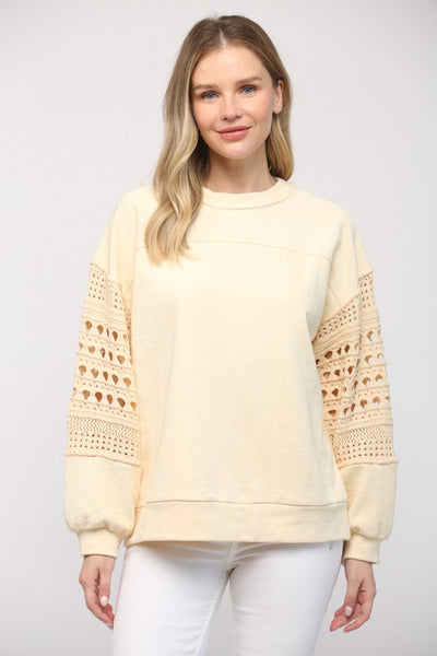 Crochet Sleeve Sweatshirt
