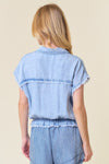 Elastic Waist Denim Shirt