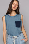 Pocket Front Sleeveless Top