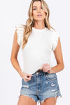 Mineral Washed Ruffle Sleeve Top