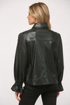 Puff Sleeve Faux Leather Jacket