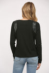 Faux Leather Trimmed Top