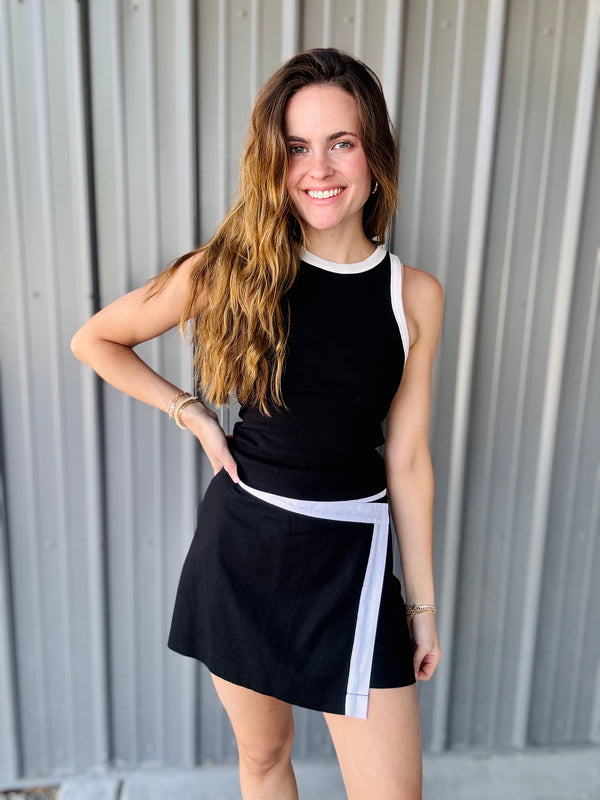Contrast Trim Skort Set