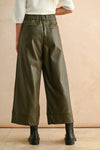 Faux Leather Wide Crop Pants