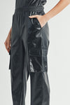 Faux Leather Cargo Pants