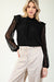 Sheer Sleeve Mock Neck Blouse