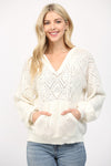 Hooded Pointelle Sweater