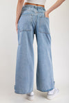 Drawstring Patch Pocket Jeans